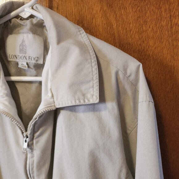 Men's Large London Fog Cream Zip Up Soft Shell Windbreaker Jacket - Picture 4 of 9